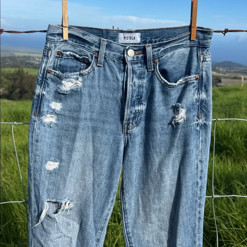 Pistola light wash distressed denim button fly Jeans 26 grunge Y2K